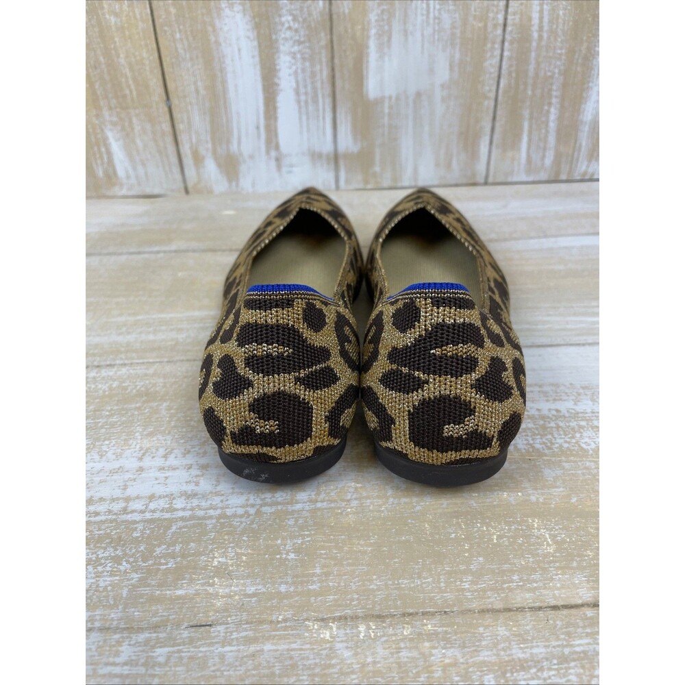 Rothy's The Point II Metallic Cat Leopard Print Slip On Flat Shoes Size 9.5 - Picture 6 of 10